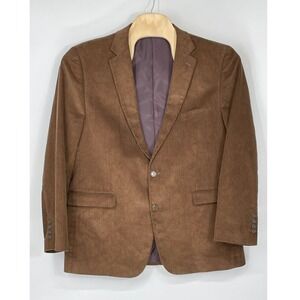 Chereskin Mens‎ Blazer 46L Corduroy Brown Two Button Sport Coat Jacket Preppy